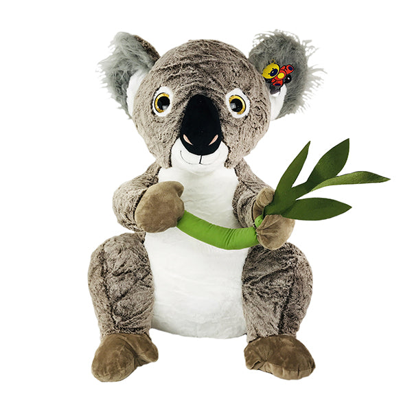 Grosse peluche koala assis 60 cm avec une feuille d eucalyptus MONDOCASH